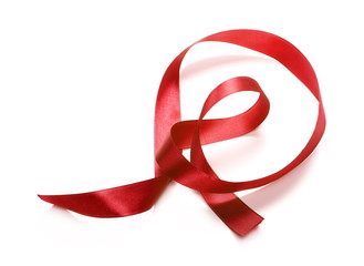 Red ribbon isolated on white background