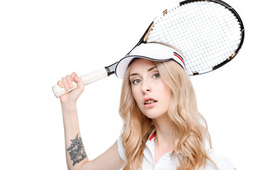 Young woman with tennis racket