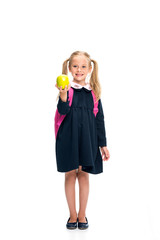 schoolgirl holding apple