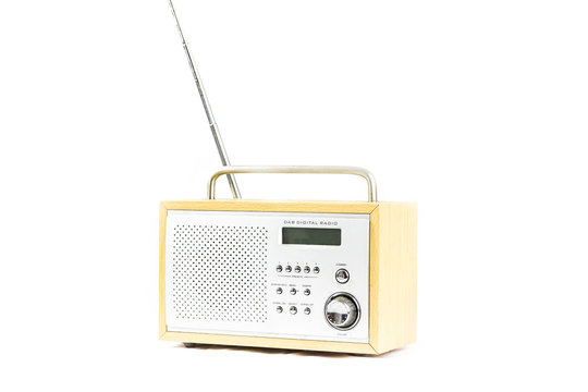 DAB Digital radio with wooden case Stock Photo | Adobe Stock