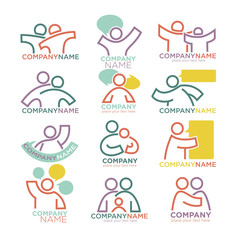 Family parents and child care logo templates. Vector symbols of 