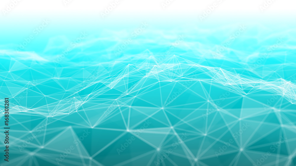Poster 3d rendering abstract futuristic dots and lines. computer geometric digital connection structure. fu