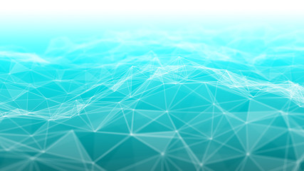 3d rendering Abstract futuristic dots and lines. computer geometric digital connection structure. Futuristic abstract grid. Design with plexus. Big Data. Intelligence artificial