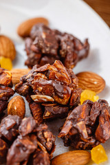 Homemade chocolate and nuts snack balls