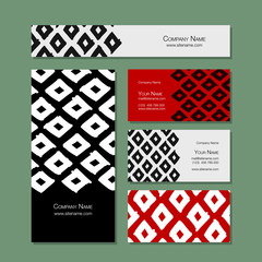 Business cards design, geometric fabric pattern