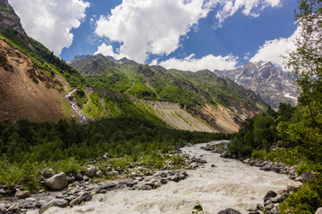 Fototapeta na wymiar River in Svaneti region in Caucasus mountains in Georgia