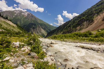 Naklejka na ściany i meble River in Svaneti region in Caucasus mountains in Georgia