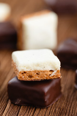 Chocolate candy bird's milk with souffle