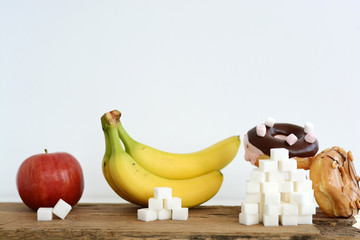 Comparing and analyzing the quantity of sugar contained by fruits and sweets