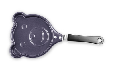 Children's metal in the form of bears pans on a white background