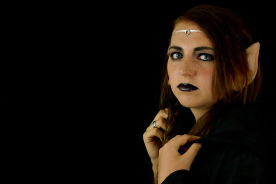 Young female dressed as an elf