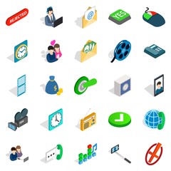 Society icons set, isometric style