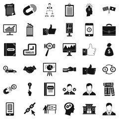 Business learning icons set, simple style