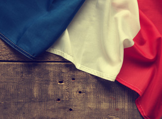 Flag of France on wood