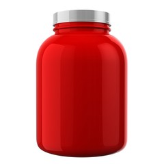 Red Protien Bottle with White Cap