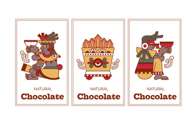Vector illustration aztec cacao pattern for chocolate package design.