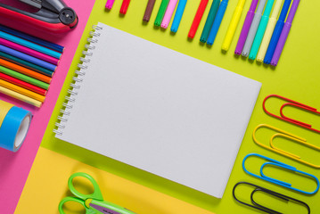 Notebook on colorful background