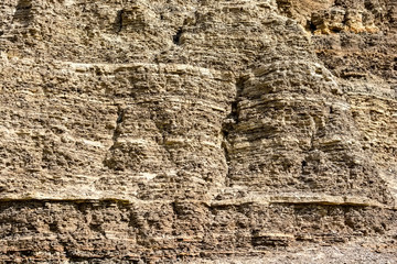 Layers of sedimentary sandstone rock