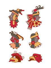 Vector illustration aztec mask collection.