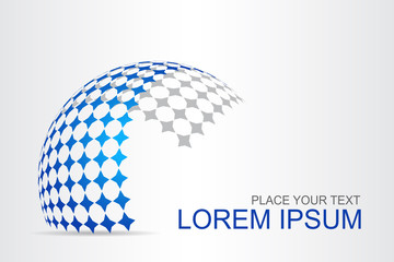 Logo stylized spherical surface with abstract shapes