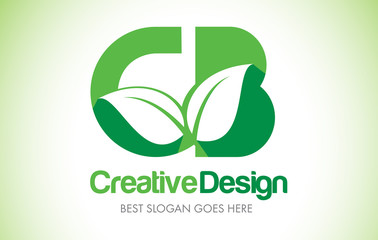 CB Green Leaf Letter Design Logo. Eco Bio Leaf Letter Icon Illustration Logo.