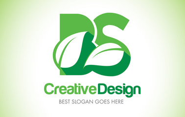 BS Green Leaf Letter Design Logo. Eco Bio Leaf Letter Icon Illustration Logo.