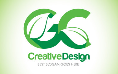 GC Green Leaf Letter Design Logo. Eco Bio Leaf Letter Icon Illustration Logo.
