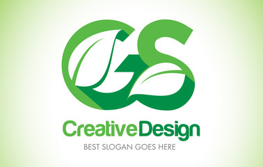 GS Green Leaf Letter Design Logo. Eco Bio Leaf Letter Icon Illustration Logo.