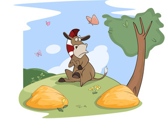  Illustration of a Cute Little Burro. Buridan's ass