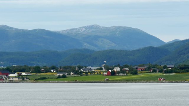 sailing through trondheim fjord. Trondheim fjord is an inlet of the norwegian sea.