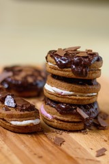 Stack of cinnamon and marshmallow sandwich cookies