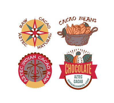 Vector illustration aztec cacao pattern for chocolate package design.