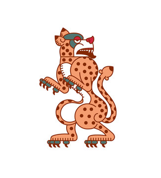 Vector illustration aztec style jaguar isolated.