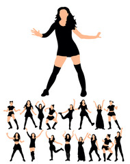 Fototapeta na wymiar Vector silhouette of people dancing collection