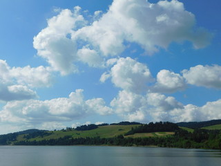 Landscape with lake and hills