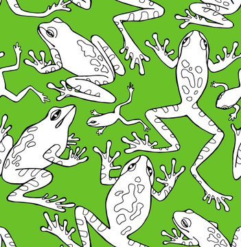 Seamless Pattern Frogs Green