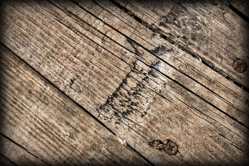 Old Weathered Cracked Knotted Pine Wood Floorboards Vignetted Grunge Texture