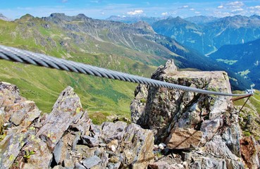 Fototapeta premium Klettersteig Gargellner Köpfe, Montafon