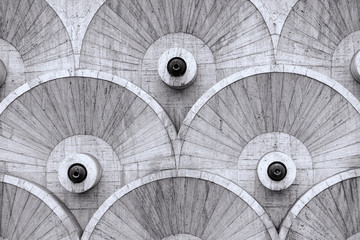 Round abstarct patterns at the Cascade stairway in Yerevan, Armenia constructed at the Soviet era...