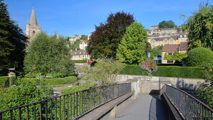 View from McKeever Bridge towards Holy Trinity Church and Tory neighborhood in Bradford on Avon, UK © Christophe Cappelli