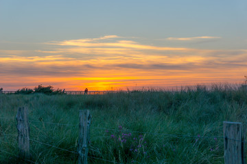 Naklejka premium sunset behind the dunes, baltic sea