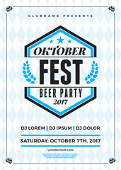 Oktoberfest beer festival celebration. Typography poster or flyer template for beer party