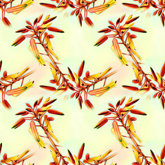 Exotic flower seamless pattern. Hand painted background.