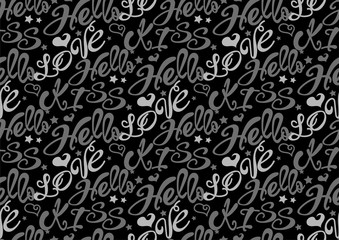 Abstract background with text hello, love. Gift wrapping paper for Valentines day, vector image