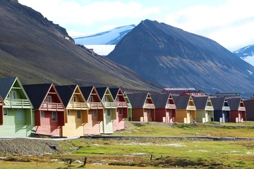 Colored houses in Longyearbyen in Svalbard