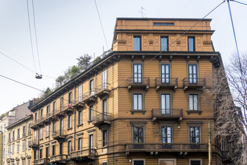 Traditional antique city building in Milan