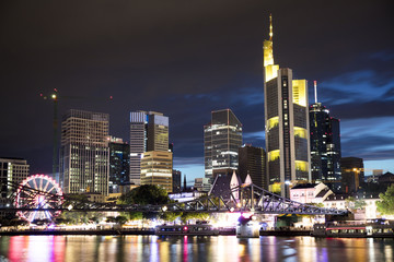 Fototapeta na wymiar Frankfurt city skyline at night. 