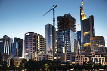 Frankfurt city skyline at night.
