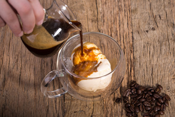 Pouring Espresso Ice Cream