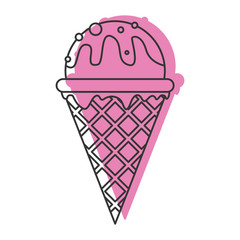 Vanilla ice cream doodle icon vector illustration for design and web isolated on white